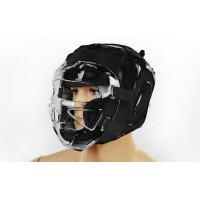 Шлем для единоборств (с прозрачной маской) кожа Zel ZB-5009