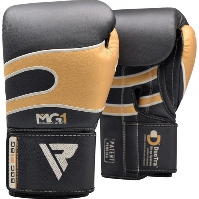 Боксерские перчатки RDX Leather Black Gold 40249