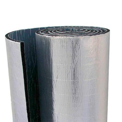 Тепло-шумоизоляция из вспененного каучука SoundProOFF Flex Sheet с фольгой и клеем 6мм