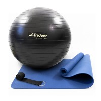 Килимок для йоги та фітнесу (каремат) + фітбол м'яч для фітнесу 75 см + ремінь для йоги OSPORT Set 96 (n-0126)
