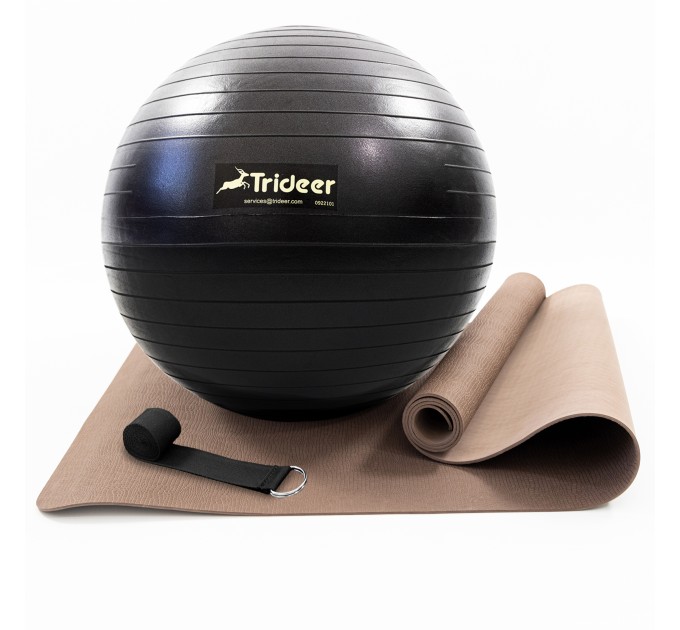 Коврик для йоги и фитнеса (каремат) + фитбол мяч для фитнеса 65 см + ремень для йоги OSPORT Set 95 (n-0125)