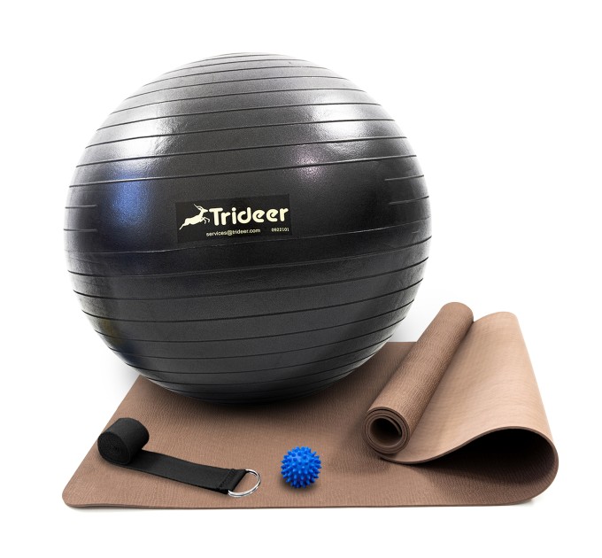 Килимок для йоги та фітнесу (каремат) + фітбол 75 см + масажний м'ячик + ремінь для йоги OSPORT Set 100 (n-0130)