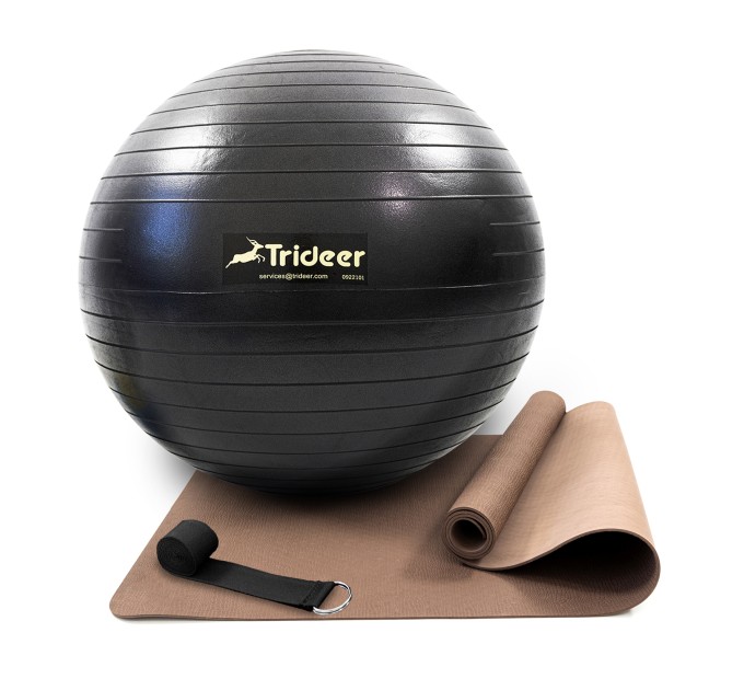 Килимок для йоги та фітнесу (каремат) + фітбол м'яч для фітнесу 85 см + ремінь для йоги OSPORT Set 97 (n-0127)