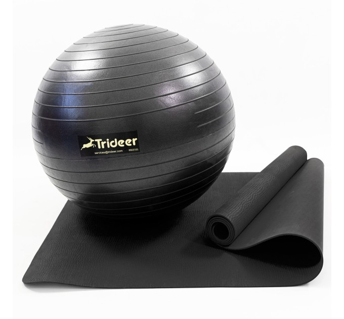 Коврик для йоги и фитнеса (каремат) + фитбол мяч для фитнеса, беременных 55 см OSPORT Set 90 (n-0120)