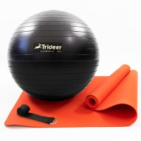 Килимок для йоги та фітнесу (каремат) + фітбол м'яч для фітнесу 65 см + ремінь для йоги OSPORT Set 95 (n-0125)