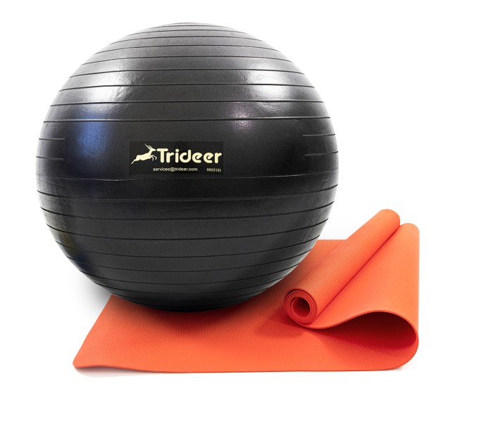 Коврик для йоги и фитнеса (каремат) + фитбол мяч для фитнеса, беременных 85 см OSPORT Set 93 (n-0123)