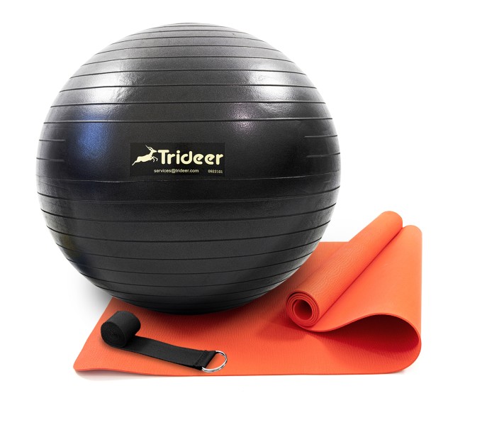 Килимок для йоги та фітнесу (каремат) + фітбол м'яч для фітнесу 85 см + ремінь для йоги OSPORT Set 97 (n-0127)