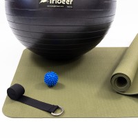 Килимок для йоги та фітнесу (каремат) + фітбол 65 см + масажний м'ячик + ремінь для йоги OSPORT Set 99 (n-0129)