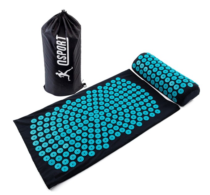 Массажный акупунктурный коврик для йоги + валик для массажа спины/шеи/ног/тела OSPORT Yoga Relax Pro (apl-036)
