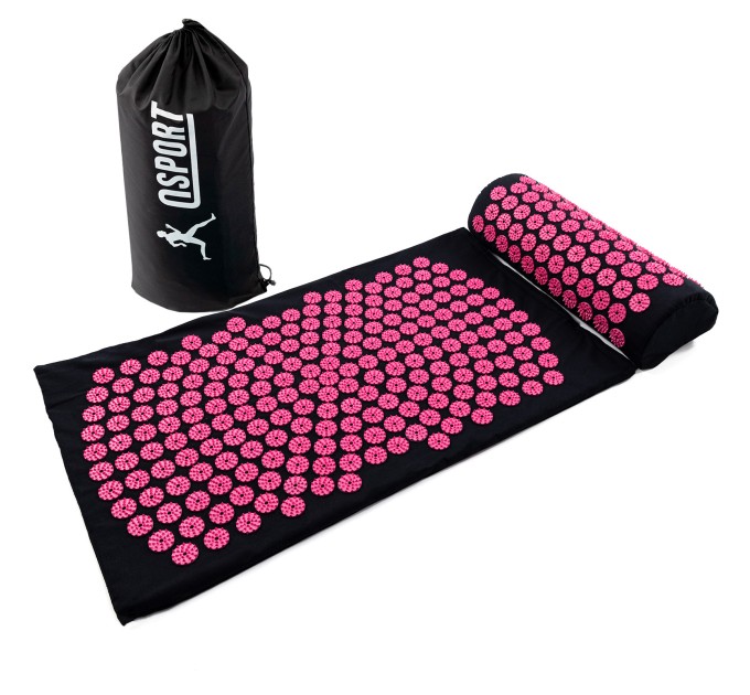Массажный акупунктурный коврик для йоги + валик для массажа спины/шеи/ног/тела OSPORT Yoga Relax Pro (apl-036)