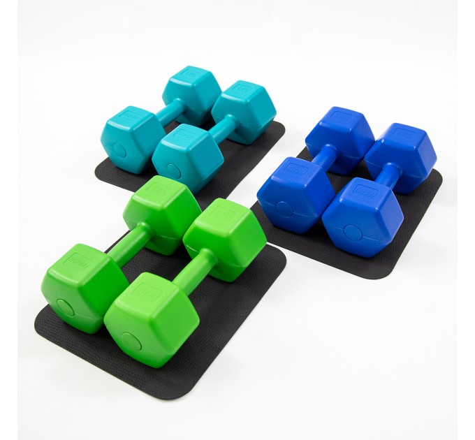 Гантелі для фітнесу пластикові цільні (нерозбірні) + килимок OSPORT Lite 2шт по 4 кг (OF-0217)