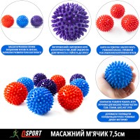 Массажный мячик, массажер для спины, шеи, ног (самомассажа МФР, миофасциального релиза) OSPORT 7.5см (MS 0943)