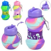 Спортивная складная бутылка для воды с карабином, бутылочка для спорта и тренировок 550мл OSPORT (MS 4625)