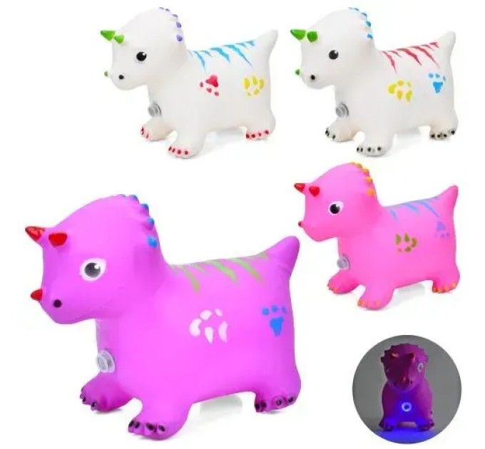 Дитячий ігровий м'яч-стрибунець з ріжками у формі динозавра з музичними та світловими ефектами OSPORT (MS 4357)