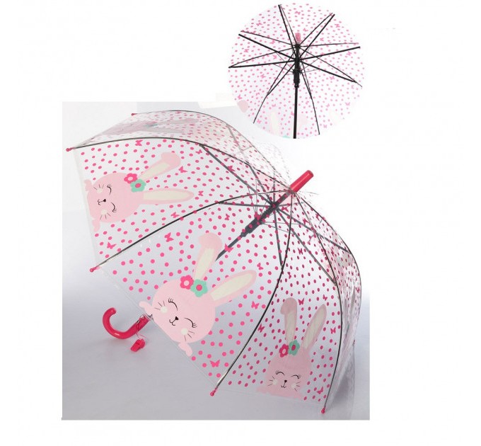 Зонтик детский со свистком от дождя ветрозащитный разноцветный прозрачный 79см Profi (MK 4145)
