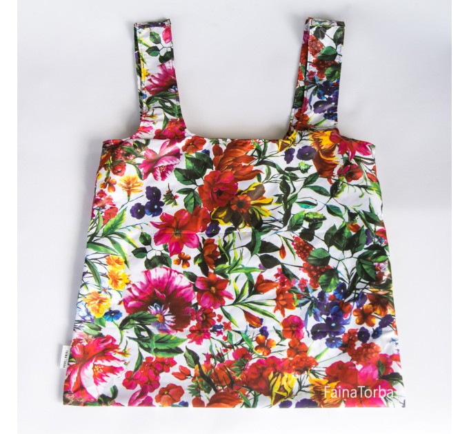 Еко сумка (екосумка шоппер, пляжна) для покупок, продуктів Faina Torba тканинна з принтом (ft-0002)
