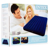 Матрац-ліжко надувний пляжний для відпочинку та будинку 152х203см Intex (68759)