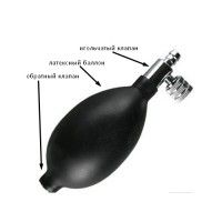 Груша резиновая с впускным металлическим клапаном, шариком, спускной игольчатый клапан Мирта (2763)