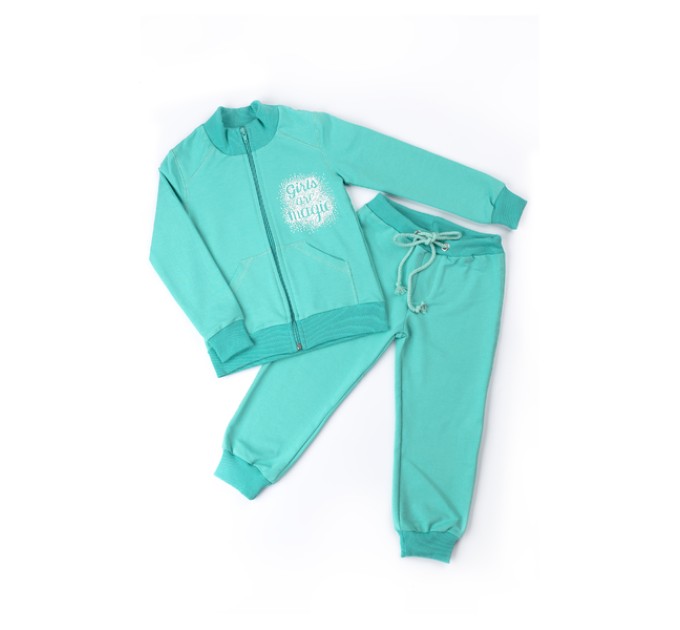 Дитячий спортивний костюм (штани та кофта на блискавці) з двонитки для дівчаток (хлопчиків) OBABY (571-117-2)