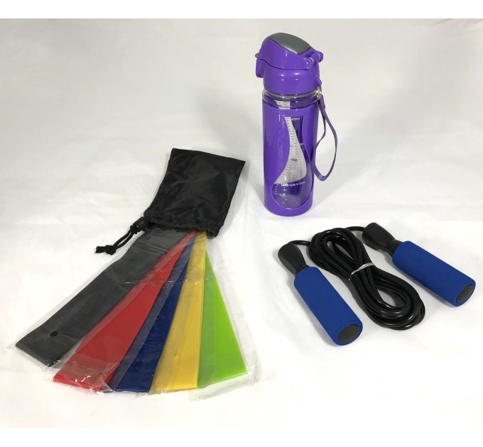 Набор для фитнеса и спорта (бутылочка, резинка и скакалка) OSPORT (N-0001)