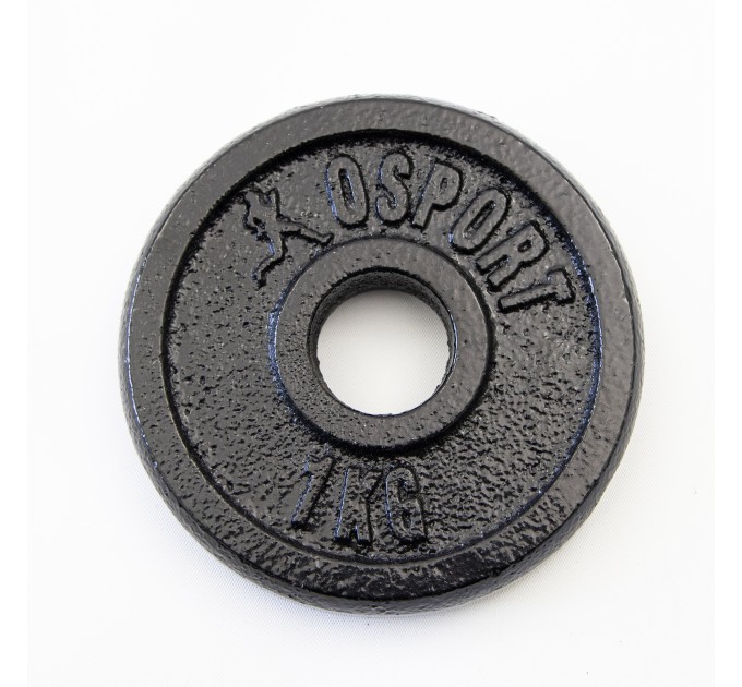 Металлический блин (диск чугунный) для гантели (штанги) под гриф 25мм OSPORT 1 кг (OF-0035)