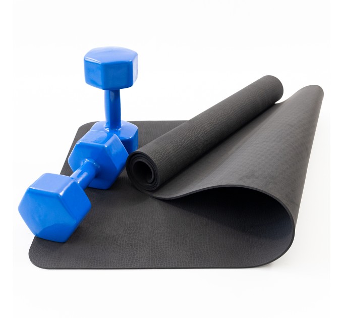 Набір для фітнесу 2в1 килимок для фітнесу та спорту (каремат) + гантелі 2шт по 10 кг OSPORT Set 25 (n-0056)