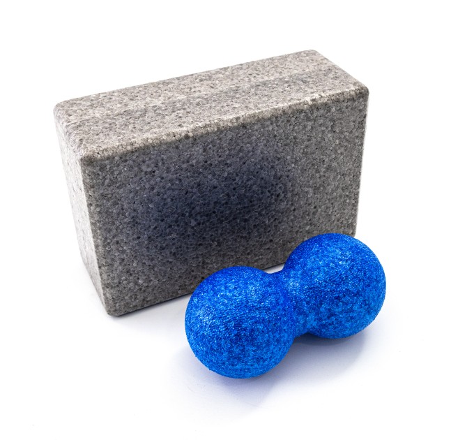 Блок для йоги (йога блок-кирпич) + массажный мячик для самомассажа МФР миофасциального релиза OSPORT (MS 2231)