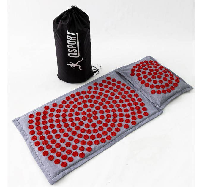 Масажний килимок Аплікатор Кузнєцова + подушка масажер для шиї OSPORT Lotus Mat Eco (apl-020)