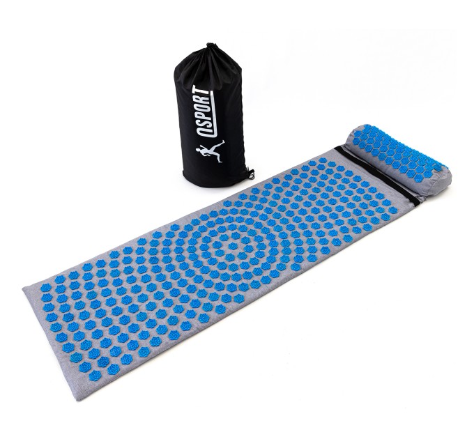 Масажний килимок Аплікатор Кузнєцова + валик масажер для спини/шиї/голови OSPORT Lotus Mat EcoPro (apl-022)