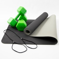 Килимок для йоги, фітнесу, спорту (йога мат, каремат) + гантелі для фітнесу 2шт по 4кг OSPORT Set 66 (n-0096)