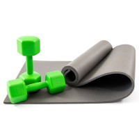Килимок для йоги, фітнесу, спорту (йога мат, каремат) + гантелі для фітнесу 2шт по 3кг OSPORT Set 70 (n-0100)