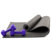 Килимок для йоги, фітнесу, спорту (йога мат, каремат) + гантелі для фітнесу 2шт по 1кг OSPORT Set 68 (n-0098)