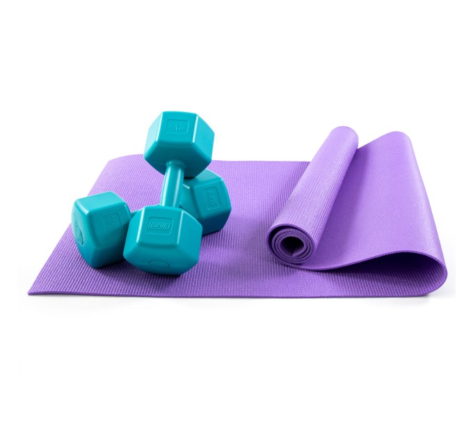 Килимок для йоги, фітнесу, спорту (йога мат, каремат) + гантелі для фітнесу 2шт по 4кг OSPORT Set 84 (n-0114)