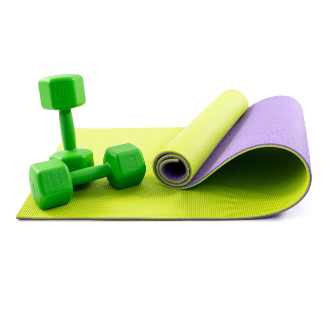 Килимок для йоги, фітнесу, спорту (йога мат, каремат) + гантелі для фітнесу 2шт по 3кг OSPORT Set 78 (n-0108)