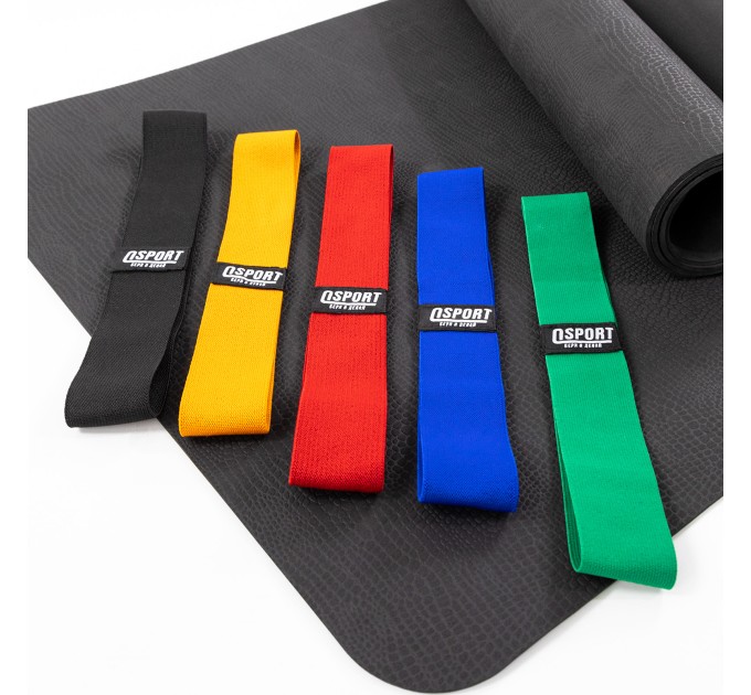 Набор для фитнеса - коврик для фитнеса (каремат для йоги) + набор из 5 резинок OSPORT Lite (n-0032)