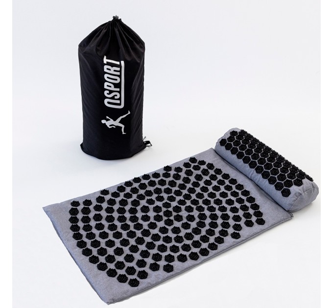 Масажний килимок Аплікатор Кузнєцова + валик масажер для спини/шиї/голови OSPORT Lotus Sun Mat Eco (apl-029)