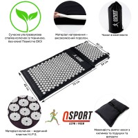 Масажний килимок Аплікатор Кузнєцова + подушка масажер для спини/шиї/голови OSPORT Pro (apl-777)