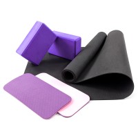 Коврик для йоги, фитнеса и спорта + блок для йоги 2шт + коврик-упоры под колени 2шт OSPORT Set 61 (n-0091)