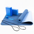 Коврик для йоги (каремат для фитнеса) TPE + блок для йоги 2шт + ремень для йоги OSPORT Set 87 (n-0117)