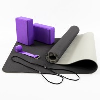Коврик для йоги (каремат для фитнеса) TPE + блок для йоги 2шт + ремень для йоги OSPORT Set 87 (n-0117)