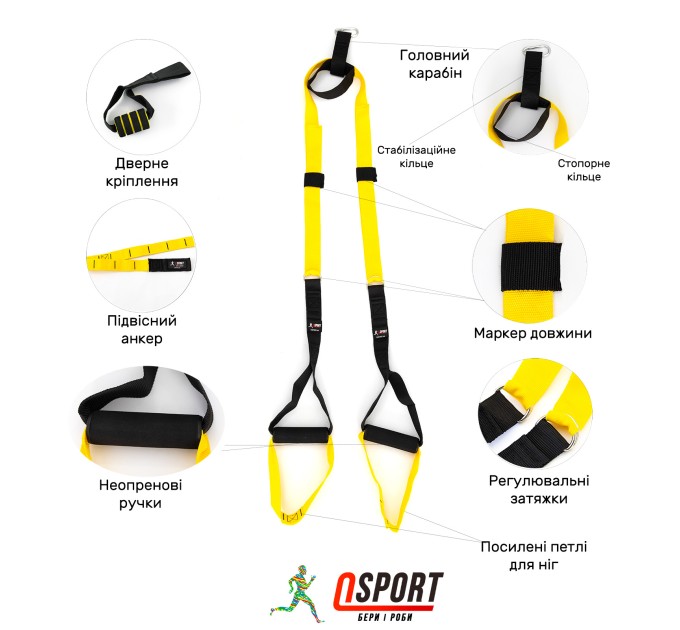 Тренувальні петлі trx для кросфіту (трх тренажер для фітнесу та турніка) OSPORT Lite (FI-0037)