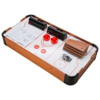 Аэрохоккей деревянный на ножках 66.5х33 см игровой стол для детей с 2 ручками (битами) 2 шайбами и счетчиком очков  на батарейках Profi (LD0333-69F)