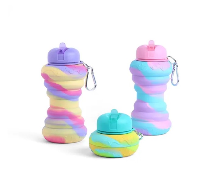 Спортивна складна пляшка для води з карабіном, пляшечка для спорту та тренувань 600мл OSPORT (MS 4961)