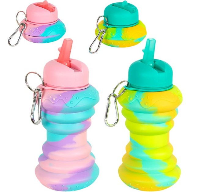 Спортивна складна пляшка для води з карабіном, пляшечка для спорту та тренувань 600мл OSPORT (MS 4961)