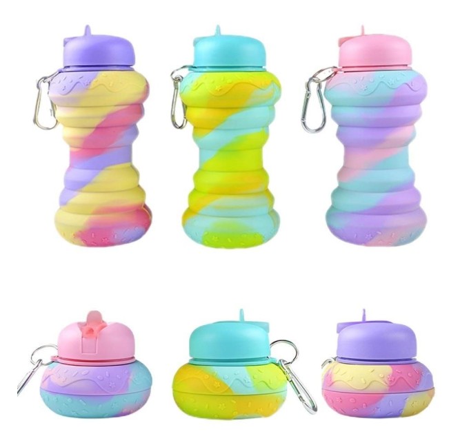 Спортивна складна пляшка для води з карабіном, пляшечка для спорту та тренувань 600мл OSPORT (MS 4961)