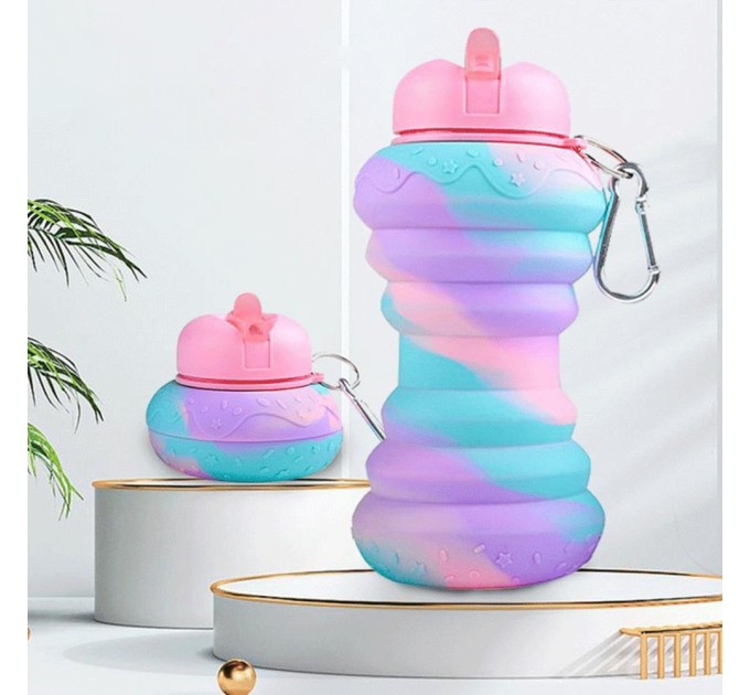 Спортивна складна пляшка для води з карабіном, пляшечка для спорту та тренувань 600мл OSPORT (MS 4961)