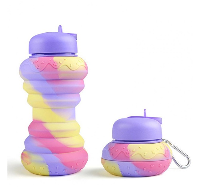 Спортивна складна пляшка для води з карабіном, пляшечка для спорту та тренувань 600мл OSPORT (MS 4961)