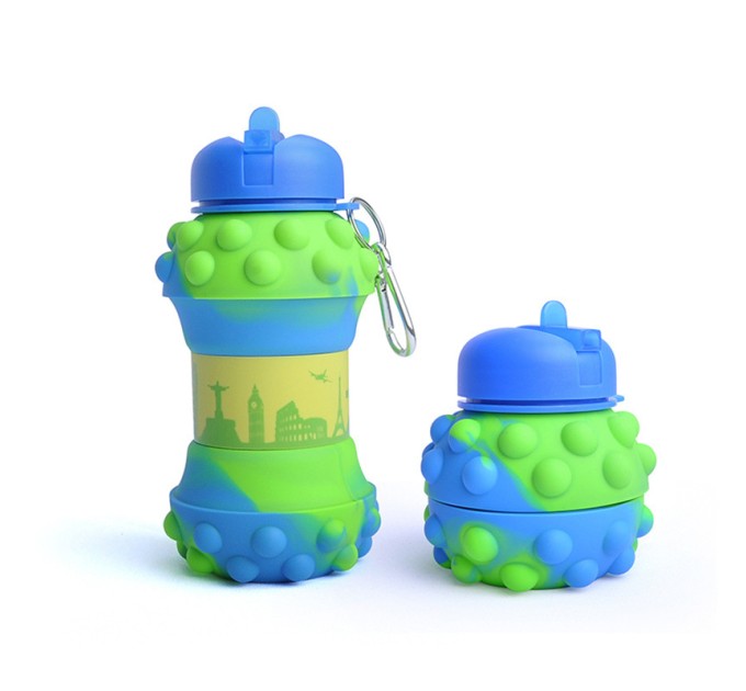 Спортивная складная бутылка для воды с карабином, бутылочка для спорта и тренировок 550мл OSPORT (MS 4962)