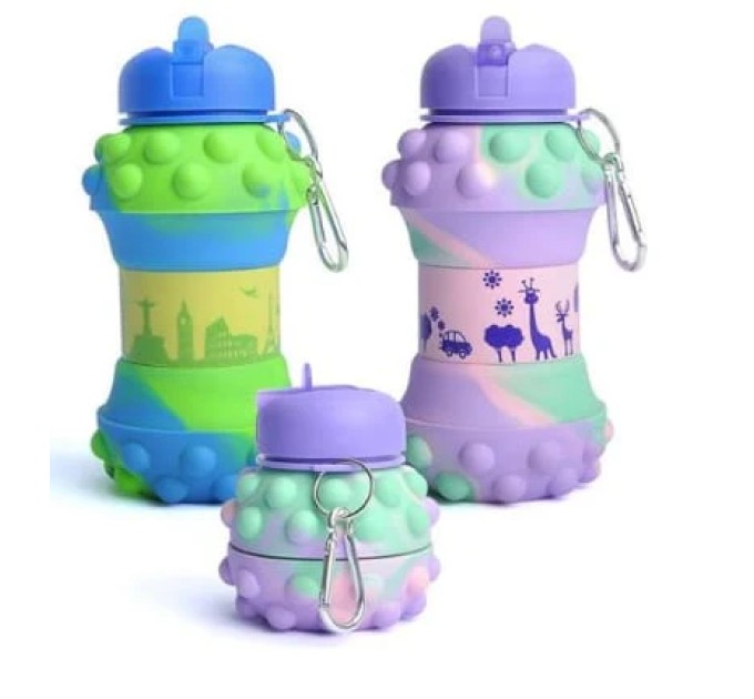 Спортивная складная бутылка для воды с карабином, бутылочка для спорта и тренировок 550мл OSPORT (MS 4962)