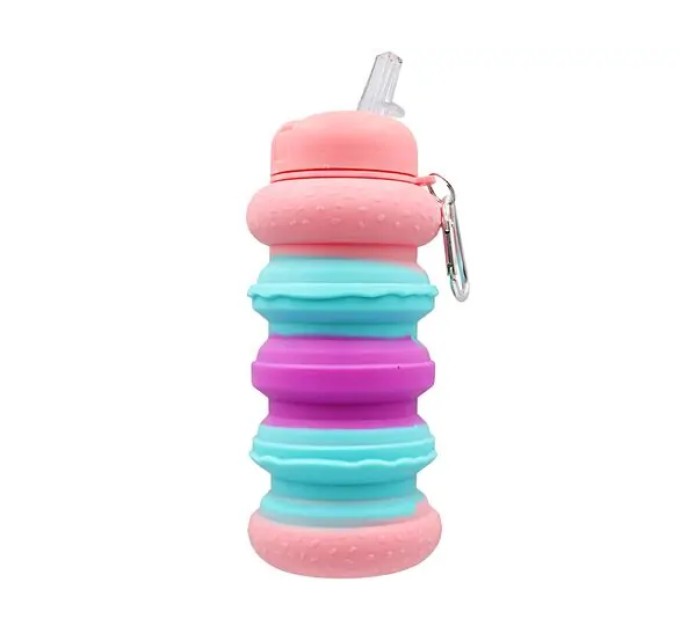 Спортивна складна пляшка для води з карабіном, пляшечка для спорту та тренувань 550мл OSPORT (MS 4953)